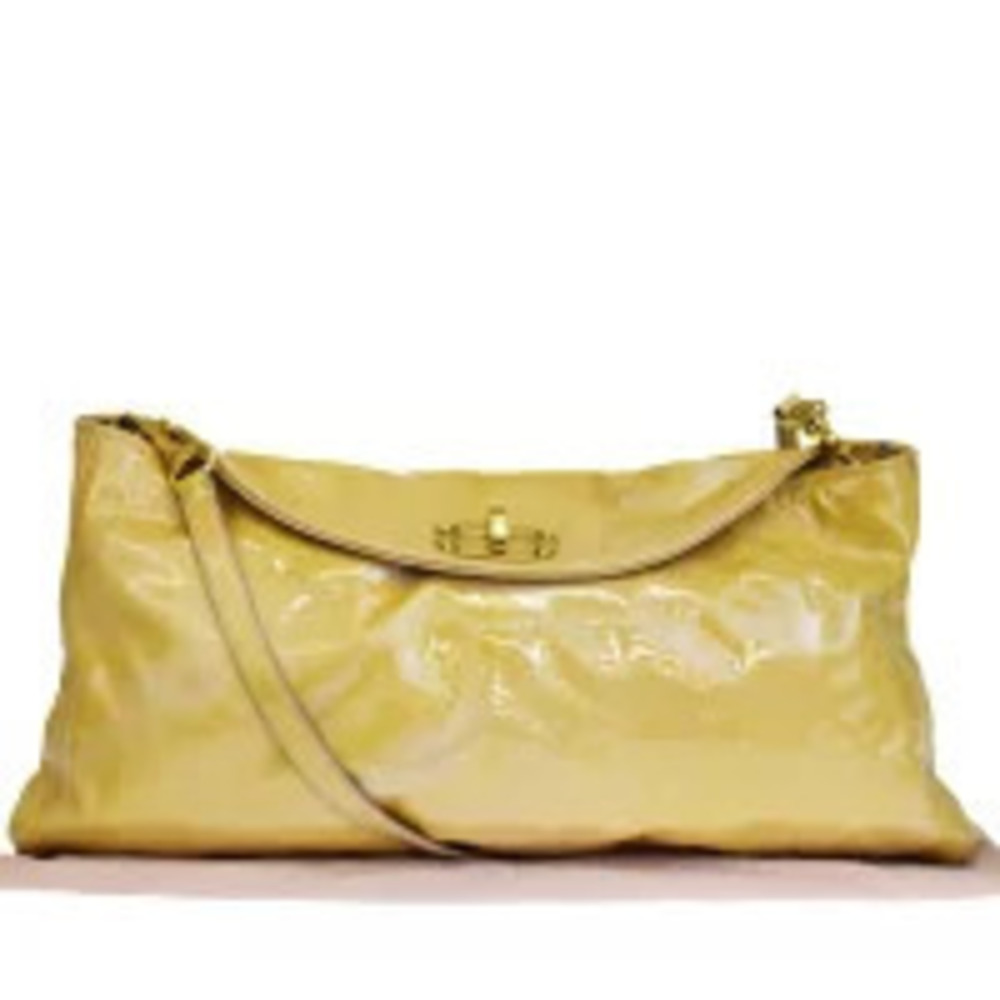 Miu Miu yellow patent leather shoulder bag